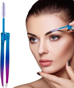 Épilation des cheveux, pincettes à sourcils avec pinceau 2 en 1 outil de | Épilation incarné, pinceau à doubles paupières, faux applicateur de cil