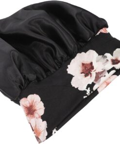 Bonnet de Nuit en Satin pour Cheveux Longs Femme, Bord Large, Taille M, Léger et Respirant, Soin Capillaire Nuit, Bonnet de Sommeil pour Domicile et Voyage