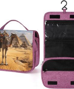 Pyramid Camel Trousse de toilette pour homme et femme, crochet de suspension portable, trousse de maquillage, trousse de maquillage pour accessoires, shampooing, conteneur pleine grandeur