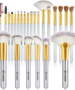 VANDER Lot de 24 pinceaux de maquillage de qualité supérieure pour fond de teint, blush, anti-cernes, fard à paupières, poils en fibre synthétique sans cruauté envers les animaux, trousse de