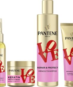 Pantene Pro-V Indiana Art Coffret Repair & Protect Cheveux Abîmés | Shampoing 250ml, Soin 220ml, Masque 300ml, Huile 100ml. Cheveux Secs et Abîmés.