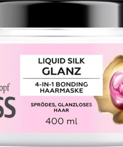 Gliss Cure de réparation 4 en 1 Liquid Silk (400 ml) avec système HAPTIQ & soie pour des cheveux souples et brillants, masque capillaire pour cheveux cassants et ternes