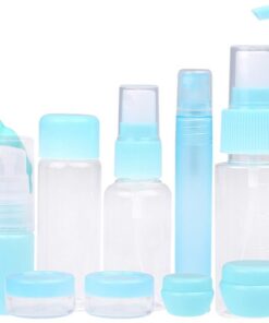 Lot de 12 flacons de voyage rechargeables approuvés par la TSA et les compagnies aériennes - 3 outils (pipette, entonnoir et mini spatule) - Pour des portions réduites de vos cosmétiques, lotions et