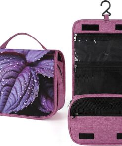 Trousse de toilette violette pour homme et femme, crochet de suspension portable, trousse de maquillage pour accessoires, shampooing, conteneur pleine grandeur, articles de toilette