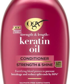 OGX, Après-Shampooing Keratin Oil (flacon de 385 ml) – Soin capillaire fortifiant pour cheveux cassants – Après-shampooing revitalisant à l'huile de kératine