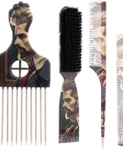 Ensemble de brosses à cheveux tendance avec imprimés élégants - Peigne à cheveux afro - Accessoires de soins capillaires pour un style professionnel - Pinceaux à motif unique