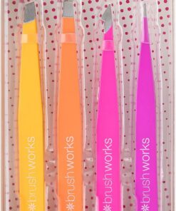 Brushworks HD 4 Piece Combination Tweezer Set - Brights