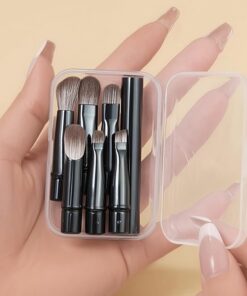 Lot de pinceaux de maquillage 6 en 1 amovibles pour les yeux - Mini pinceau de maquillage pour fard à paupières, anti-cernes, sourcils, avec étui de rangement portable, outils de maquillage des yeux