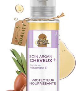 Soin Argan Cheveux + | Huile d’Argan et Amande Douce BIO & Vitamine E | Nutrition, Hydratation & Brillance Naturelle – Soin Capillaire de synergie d’huiles végétales naturelles