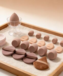 Lot de 35 houppettes triangulaires en velours pour maquillage du visage, cosmétiques et accessoires de maquillage en poudre libre (kaki)