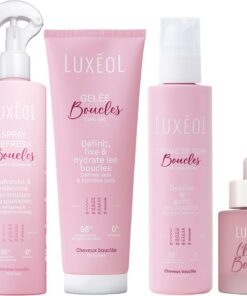 LUXÉOL - Routine Boucles Définition Parfaite - Définit, Fixe & Ravive les Boucles - Spray Refresh + Crème de Soin + Gelée + Huile - Fabriqués en France
