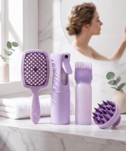 Kit de soins capillaires 4 en 1 violet avec brosse d'aération et applicateur de teinture pour cuir chevelu