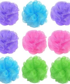 10pcs Bath Loofah Éponge Mesh Shower Pouf Ball Body Scrubber (Couleur Aléatoire)