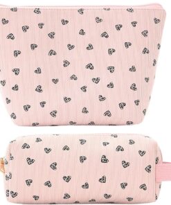 Trousse de Maquillage en Velours côtelé, Trousse à cosmétiques avec Fermeture éclair, Trousse de Toilette pour à Main, Trousse de Rangement d ' école et d ' Accessoires