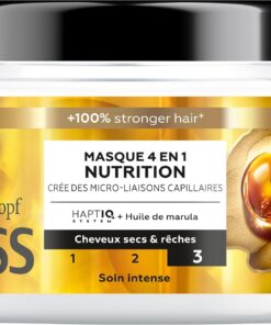 GLISS, Schwarzkopf, Masque 4en1, Nutrition, Huile de Marula, Haptiq System, Cree des Micro Liaisons Capillaires, Cheveux Secs et Reches, Soin Intense, Nourrit & Repare, 400ml