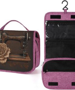 Trousse de toilette rose et machine à coudre pour homme et femme, crochet de suspension portable, trousse de maquillage, trousse de maquillage pour accessoires, shampooing, conteneur pleine