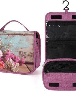 Trousse de toilette à fleurs rustiques pour homme et femme, crochet de suspension portable, trousse de maquillage, trousse de maquillage pour accessoires, shampooing, conteneur pleine