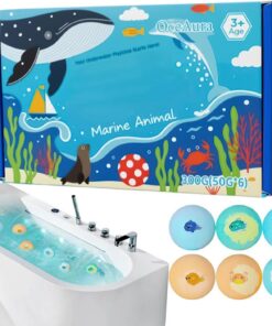 Sea Theme Bath Fizzers, Bubble Bath Melts Set, Body Cleanser Balls Pack, Hidden Toy Surprise Inside, Soft Foam Wash, Wash Balls for Kids Travel Bathroom and Self Care
