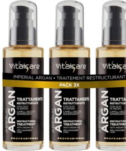 Vitalcare | Imperial Argan - Traitement capillaire restructurant à l'huile d'argan, huile de lin, complexe d'huiles pour cheveux secs et abîmés, 3 x 100 ml
