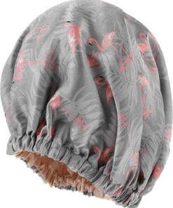 OUNONA Bonnet de Nuit en Satin Double Couche Réglage Invisible, Taille Unique, Couleur Gris Flamant, Bonnet de Soin Capillaire pour Femme, Chapeau de Doux et Protecteur pour Cheveux