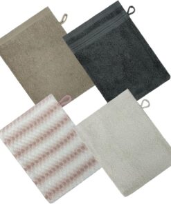 Générique Bath Mitt, Loop-Handled Washcloth Set, 4-Piece Soft Cotton Glove Towels for Gentle Hand, Face, Body Cleaning, Ideal for Baby, Kids, Women, Men, Travel, Skincares Routine