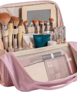 Trousse de Maquillage Debout, Trousse de Maquillage capacité avec Compartiments, Organisateur Voyage en polyuréthane résistant à l'eau.