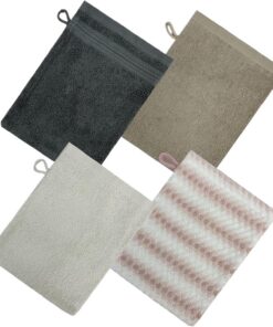 Bath Mitt, Body Scrub Mitt, Soft Fabric Washable Comfortable Grip Smooth Skin Pure Cotton Gentle Exfoliation, Hand Bath Cloth for Shower Bathroom Cleaning, 8.66x5.91Inches, Light Gray, Mixed Colors