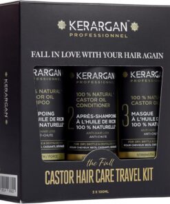 KERARGAN - Routine Voyage Ricin Anti-Chute 3 Soins - 3x100ml | Shampoing, après-shampoing et masque 100ml, routine fortifiante nomade pour cheveux secs ou cassants