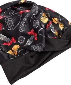 Bonnet en Soie Synthétique Noir avec Large Bande Élastique pour Soins Capillaires et Sommeil Confortable Pendant le Bain Lavage du Visage Couleur Aléatoire