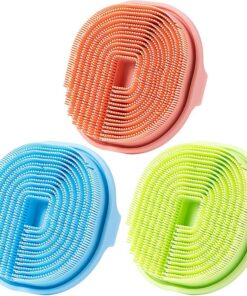 Silicone Bath Scrubber, Anti Slip Body Exfoliator, Soft Bristle Shower Brush, Ergonomic Grip, Deep Cleansing for Home, Gym and Travel, 4.13x1.42 Inches