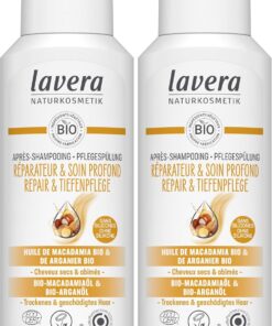 lavera Après-Shampooing Réparation & Soin profond - sans silicone - Réparation intense & soin riche - vegan - cosmétiques naturels - 200 ml (Lot de 2)