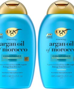 OGX | Après-Shampooing Réparateur Huile d'Argan du Maroc (flacon de 385 ml) – Soin capillaire pour cheveux secs et abîmés – Après-shampoing sans sulfate (Lot de 2)