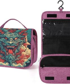 Trousse de toilette à motif rouge et bleu pour homme et femme, trousse de maquillage portable à crochet de suspension, trousse de maquillage pour accessoires, shampooing, conteneur pleine