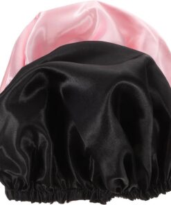 Angoily Bonnet en Satin pour Dormir Réglable 2 Pièces Rond Confortable Style Élégant Qui Conserve L'humidité Brillance des Cheveux pour Soins Capillaires à Domicile