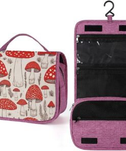 Trousse de toilette en forme de champignon rouge et blanc pour homme et femme, sac de maquillage portable à crochet de suspension, trousse de maquillage pour accessoires, shampooing