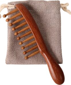 Peigne à cheveux en bois à dents larges pour cheveux longs | Massage et démêlage du cuir chevelu, soins capillaires sains avec finition polie lisse, design minimaliste pour une prise en main