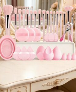 Lot de 37 outils de maquillage professionnels pour le maquillage complet du visage et des yeux (rose)