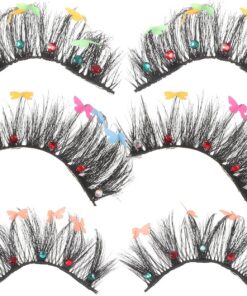 Angoily 3 Paires Cils Synthétiques Papillon pour Maquillage de Scène et Fêtes, Légers en Fibre Synthétique, Faciles à Utiliser, Effet Extension Spectaculaire pour Adolescentes et Femmes