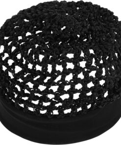 Ciieeo Bonnet de Nuit en Maille Crochet Fait Main pour Femmes, Protection des Cheveux, Confortable et Respirant en Polyester Noir, pour Soins Capillaires et Lavage
