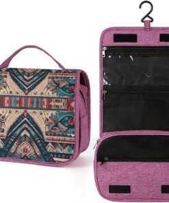 Trousse de toilette rétro à motif tribal pour hommes et femmes, trousse de maquillage portable à crochet de suspension, trousse de maquillage pour accessoires, shampooing, conteneur pleine