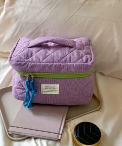 Ensemble de trousses à cosmétiques à carreaux – Organiseur de maquillage et de toilette de grande capacité pour voyage, salle de bain à domicile et trousse à outils cosmétiques portable