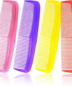 Soft 'N Style Lot de 4 peignes de soins capillaires – Non cassables – Peigne à dents fines pour homme (Mix-Bright)