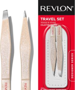 Revlon Designer Series Mini pince à épiler Kit d'outils d'épilation avec mini pince à épiler à pointe inclinée et pointue, portable et facile à utiliser, fabriqué en acier inoxydable durable