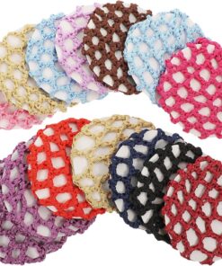 STOBAZA Lot de 14 Filets à Cheveux en Crochet Élastiques pour Chignon, Couleurs Assorties, Taille Unique, Filet Invisible Professionnel pour Danseuses, Hôtesses et Soins Capillaires,