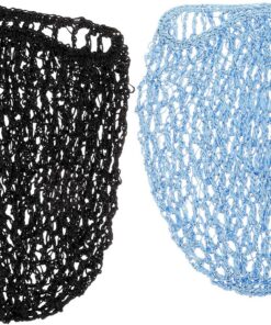 BESTonZON Filet à Cheveux en Maille 2pcs Bonnet au Crochet Extensible pour Femmes Soins Capillaires Nuit et Détente Bleu Clair et Noir