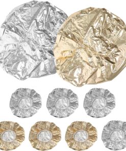 Bonnet de Conditionnement Thermique en Feuille D’étain Argenté 9 Pièces | Soins Capillaires et Voyages, Réutilisable, Maintien Chaleur, Lot de 9