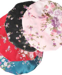 Artibetter 4pcs Bonnet de Nuit en Satin pour Femme, Large Bande Élastique, Protège les Cheveux, Prévient les Noeuds, Soin Capillaire Nocturne