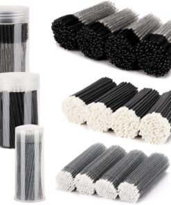 Kit de 1 500 accessoires d'extension de cils, 500 baguettes à mascara, 500 pinceaux à lèvres, 500 micro-tampons, pinceaux à cils jetables, outil d'application de maquillage avec 3 récipients