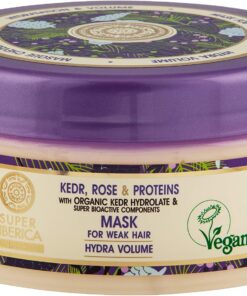 NATURA SIBERICA Pino rose Y Proteinas masque Capilar Cabello Debil 400 ml pour tous types de cheveux, soin capillaire quotidien, application facile