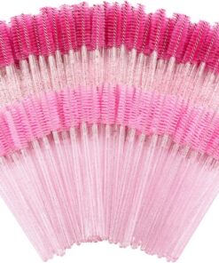 PINPOXE Lot de 200 brosses à cils jetables pour extensions de cils et sourcils Violet/rose